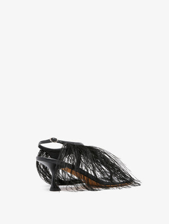 Proenza Schouler Back 3/4 image of Tee Thong Feather Sandals in Slick Nappa in black