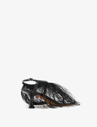 Proenza Schouler Back 3/4 image of Tee Thong Feather Sandals in Slick Nappa in black
