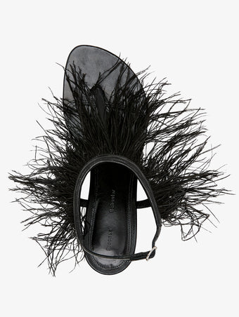 Proenza Schouler Aerial image of Tee Thong Feather Sandals in Slick Nappa in black