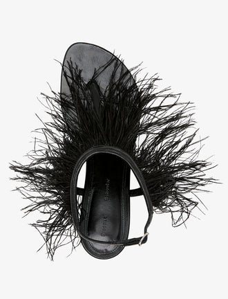Proenza Schouler Aerial image of Tee Thong Feather Sandals in Slick Nappa in black