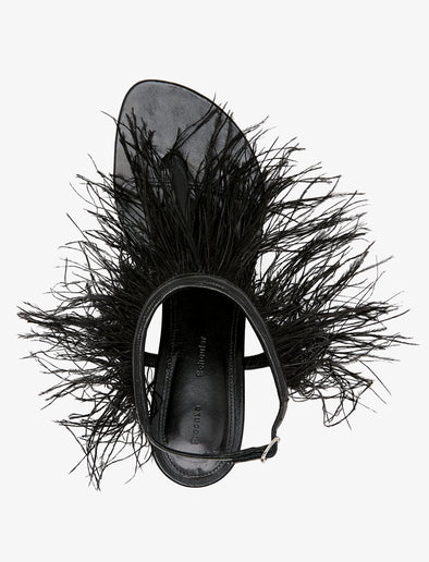 Proenza Schouler Aerial image of Tee Thong Feather Sandals in Slick Nappa in black