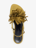 Proenza Schouler Aerial image of Tee Thong Flower Sandals in Satin in Pistachio