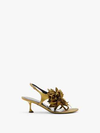 Proenza Schouler Front image of Tee Thong Flower Sandals in Satin in Pistachio