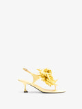 Proenza Schouler Front image of Tee Thong Flower Sandals in Satin in Citrus
