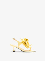Proenza Schouler Front image of Tee Thong Flower Sandals in Satin in Citrus