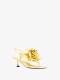 Proenza Schouler 3/4 Front image of Tee Thong Flower Sandals in Satin in Citrus