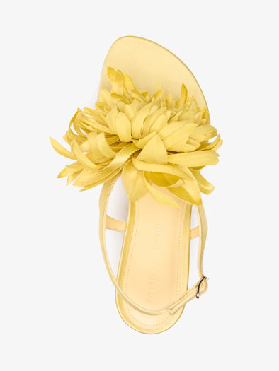 Proenza Schouler Aerial image of Tee Thong Flower Sandals in Satin in Citrus