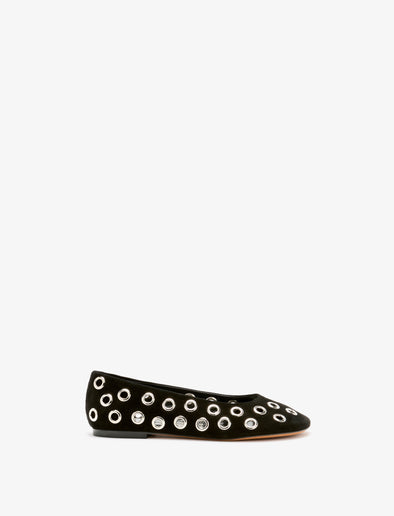 Front image of Glove Grommet Flats in Black