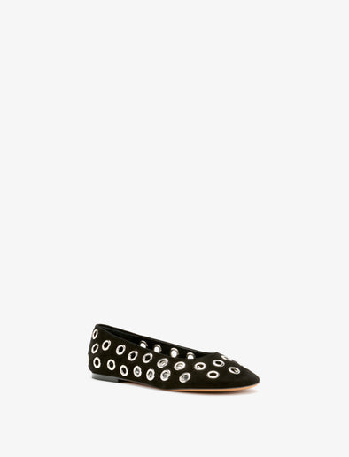 3/4 Front image of Glove Grommet Flats in Black