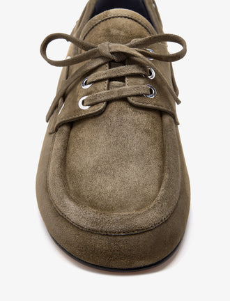 Aerial image of Deck Shoes in Kidsuede in Moss
