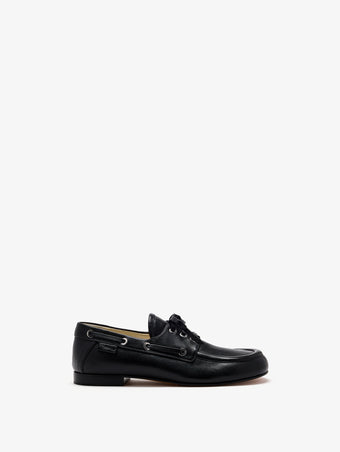 Front image of Deck Shoes in Nappa in Black