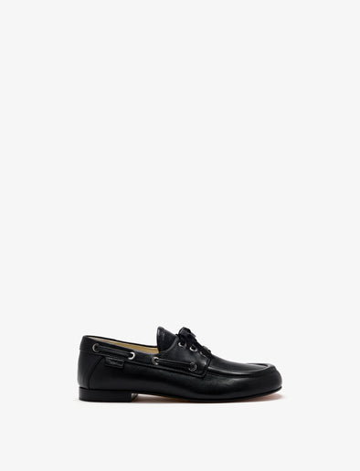Front image of Deck Shoes in Nappa in Black