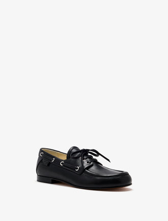 3/4 Front image of Deck Shoes in Nappa in Black