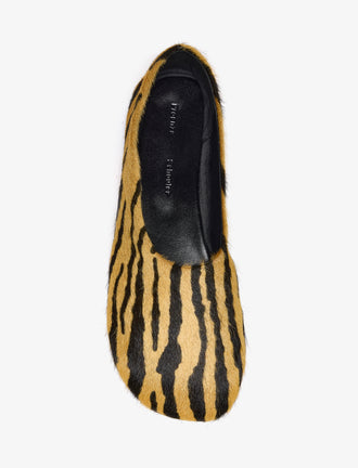 Proenza Schouler aerial image of Glove Slippers in Haircalf in orange/black