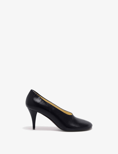 Front image of Glove Heels in Slick Nappa in Black