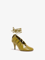 3/4 Front image of Glove Hinge Pumps in Olive Oil