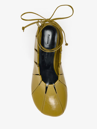 Aerial image of Glove Hinge Pumps in Olive Oil