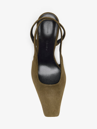Aerial image of Trap Cross Slingback Pumps in Kidsuede in Moss