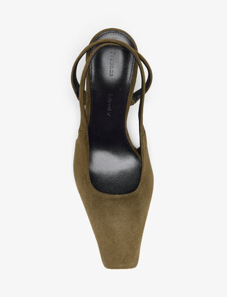 Aerial image of Trap Cross Slingback Pumps in Kidsuede in Moss
