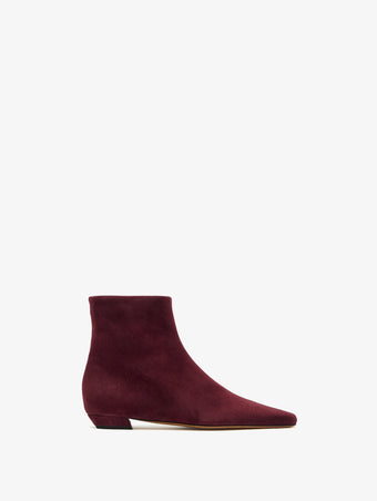 Proenza Schouler Front image of Trap Flat Ankle Boots in Kidsuede in Merlot