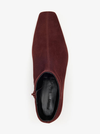 Proenza Schouler Aerial image of Trap Flat Ankle Boots in Kidsuede in Merlot