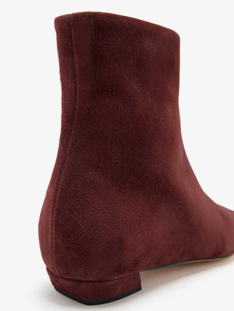 Proenza Schouler Detail image of Trap Flat Ankle Boots in Kidsuede in Merlot