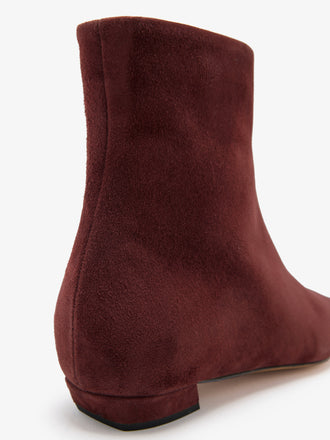 Proenza Schouler Detail image of Trap Flat Ankle Boots in Kidsuede in Merlot