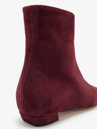 Proenza Schouler Detail image of Trap Flat Ankle Boots in Kidsuede in Merlot