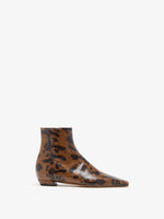 Proenza Schouler Front image of Trap Flat Ankle Boots In Embossed Python in Ochre Multi
