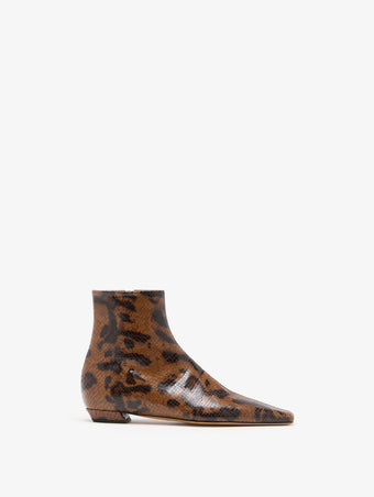 Proenza Schouler Front image of Trap Flat Ankle Boots In Embossed Python in Ochre Multi