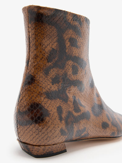 Detail image of Trap Flat Ankle Boots in Embossed Python