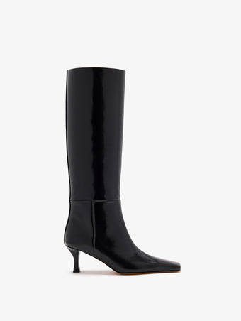 Front image of Trap Boots in Spazzolato Leather in Black
