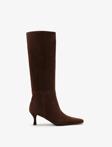 Proenza Schouler Front image of Trap Boots in Kidsuede in Chocolate
