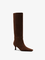 Proenza Schouler 3/4 Front image of Trap Boots in Kidsuede in Chocolate