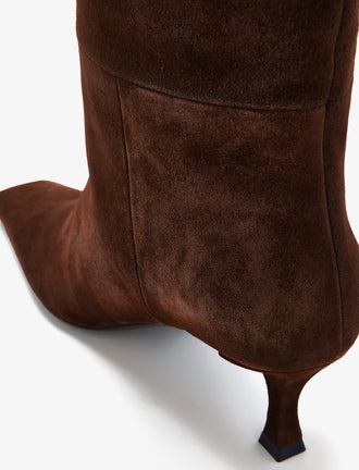 Proenza Schouler detail image of Trap Boots in Kidsuede in Chocolate