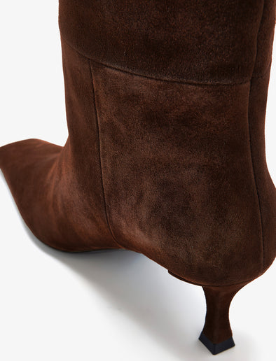 Proenza Schouler detail image of Trap Boots in Kidsuede in Chocolate