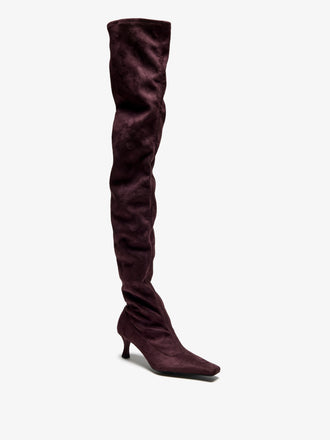 Proenza Schouler 3/4 Front image of Trap Over The Knee Boots - 60MM in Oxblood