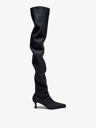 Proenza Schouler Front image of Trap Over The Knee Boots - 60MM in Black