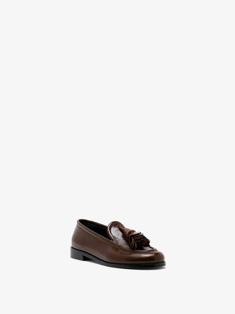 Proenza Schouler 3/4 Front image of Albers Loafers In Shiny Calf in Cedar