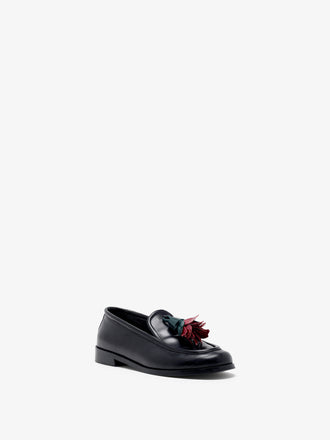 Proenza Schouler 3/4 Front image of Albers Loafers In Box Calf in Black, red