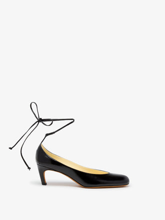 Proenza Schouler Front image of Uma Tie Pumps In Slick Calf in Black