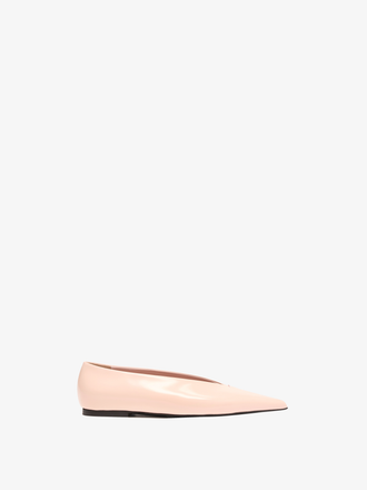 Proenza Schouler Front image of Slash Flats in Polished Calf in Petal