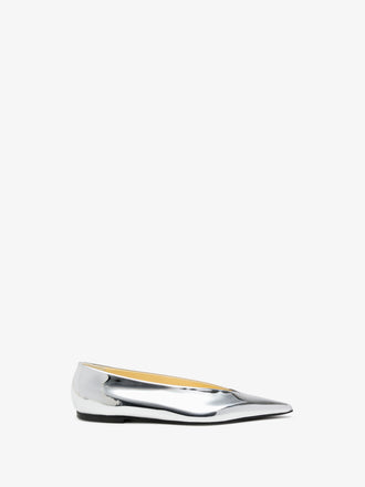 Proenza Schouler Front image of Slash Flats in Mirrored Metallic in Silver
