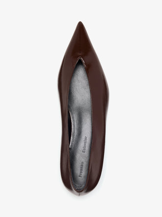 Proenza Schouler Aerial image of Slash Flats in Slick Nappa in Chocolate
