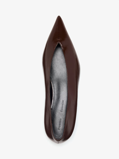 Proenza Schouler Aerial image of Slash Flats in Slick Nappa in Chocolate