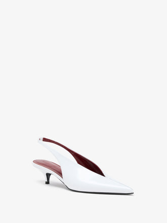 Proenza Schouler 3/4 Front image of Slash Slingbacks Polished Calf in White