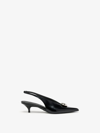 Proenza Schouler Front image of Dome Slash Slingbacks in Polished Calf in Black