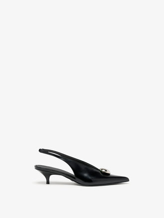 Proenza Schouler Front image of Dome Slash Slingbacks in Polished Calf in Black