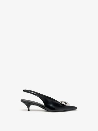 Proenza Schouler Front image of Dome Slash Slingbacks in Polished Calf in Black