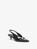 Proenza Schouler 3/4 Front image of Dome Slash Slingbacks in Polished Calf in Black